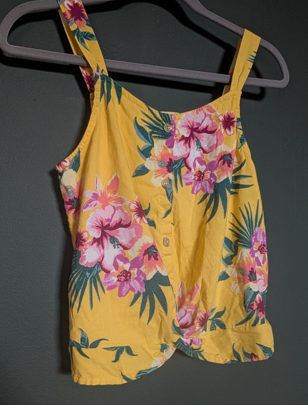 Abercrombie Kids Yellow Floral Button-Front Tank Top 15/16